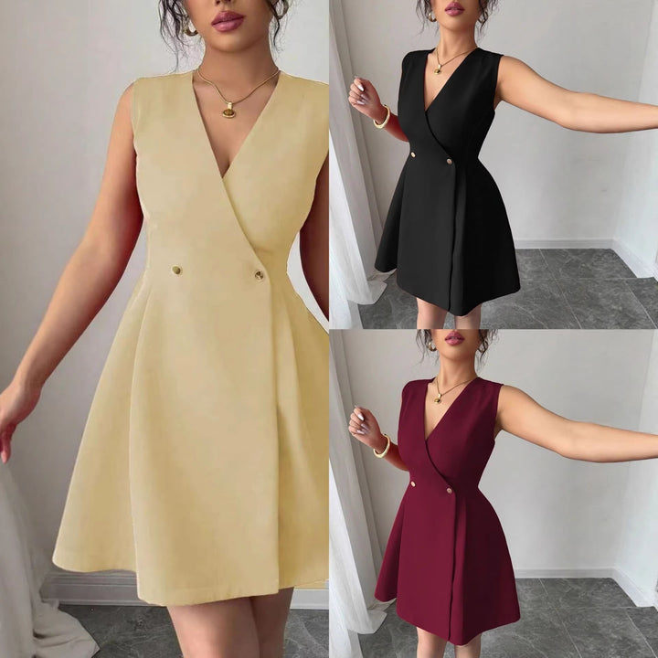 Damen Wickelkleid mit eleganter Silhouette und Knopfdetails Echo Archiv