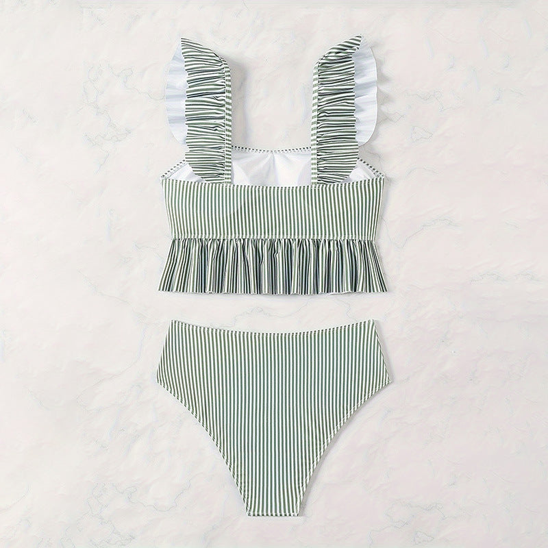 Damen Hochwaist-Bikini-Set mit rüschiertem Oberteil Echo Archiv