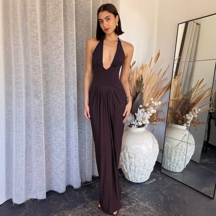 Damen Figurbetontes Abendkleid mit tiefem Ausschnitt und eleganter Drapierung Echo Archiv
