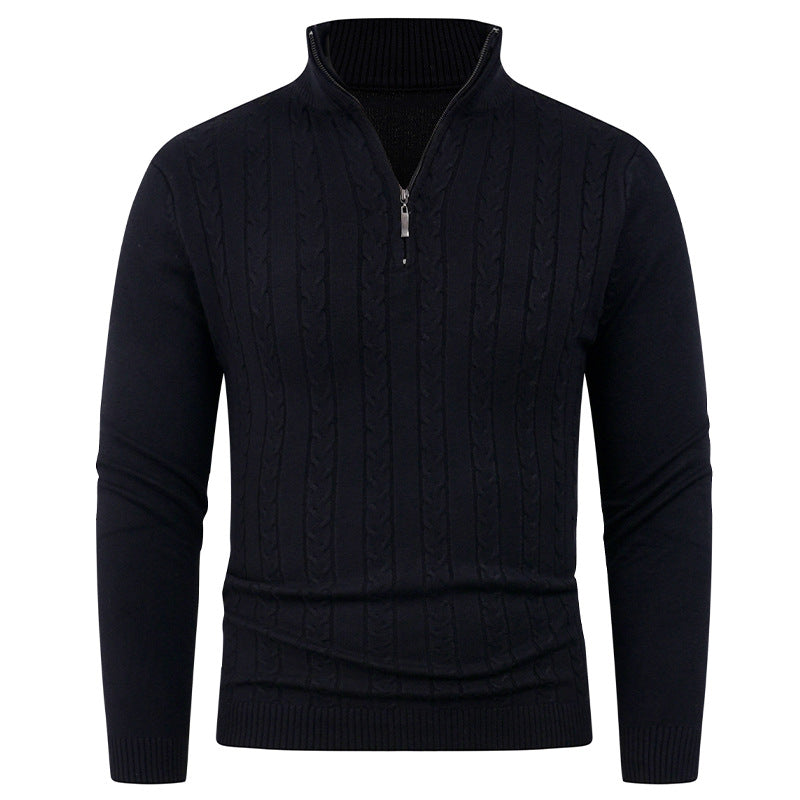 Herren Strukturierter Pullover mit ZIP-Kragen Echoarchiv