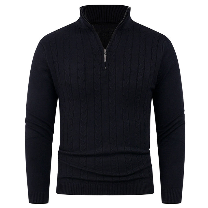 Herren Strukturierter Pullover mit ZIP-Kragen Echoarchiv
