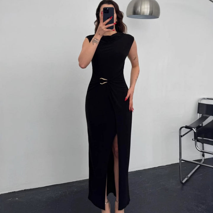 Damen Elegantes Wickelkleid mit seitlichem Schlitz und Gürtel Echo Archiv