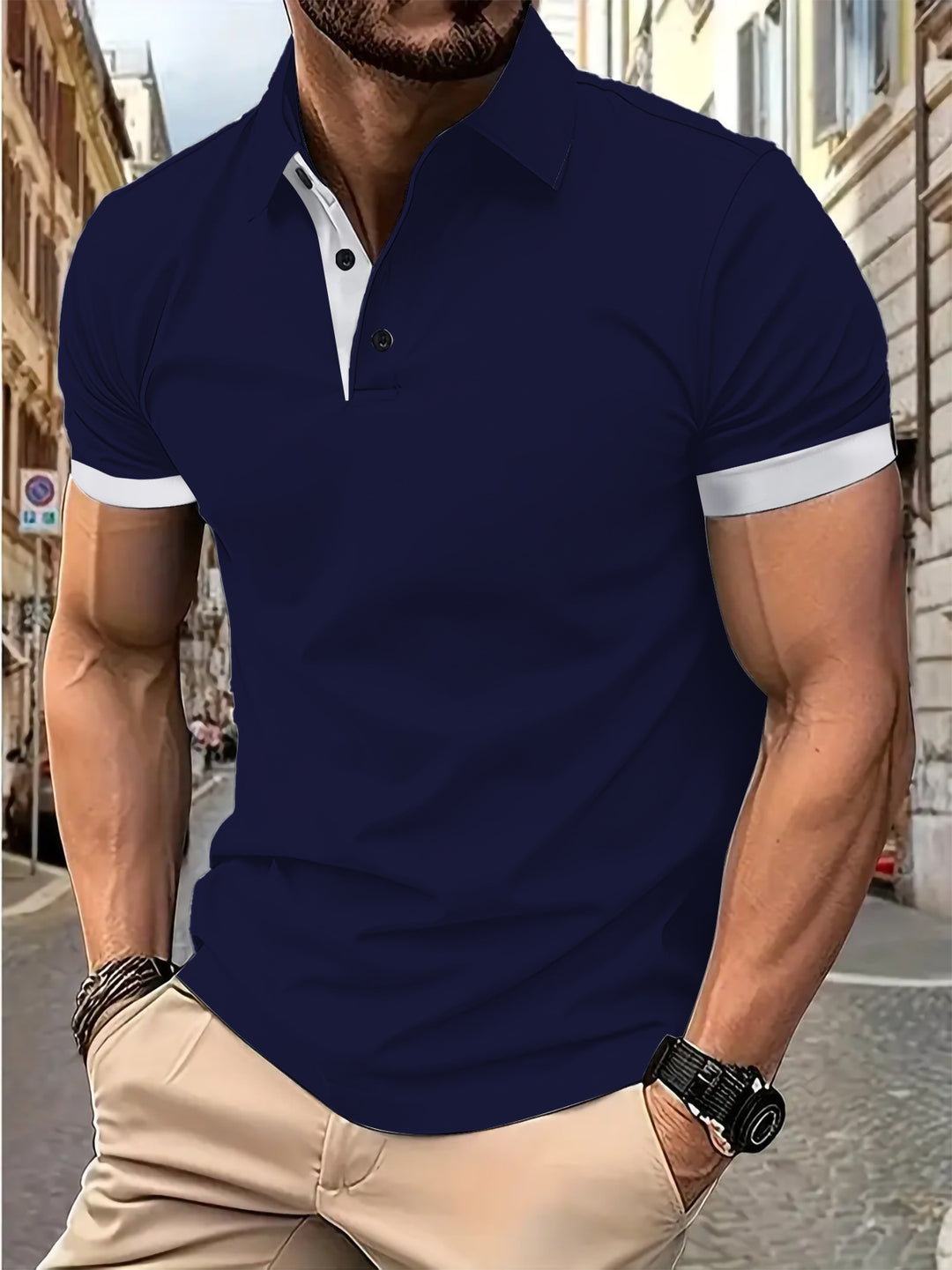 Herren Poloshirt mit modischem Kontrastdetail Echoarchiv