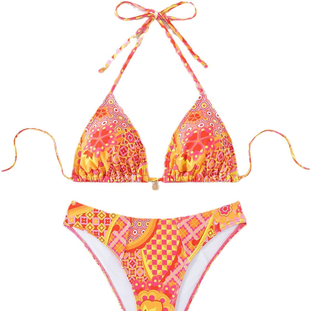 Damen Triangel-Bikini mit einzigartigem Mosaik-Muster und verstellbaren Bindebändern Echo Archiv
