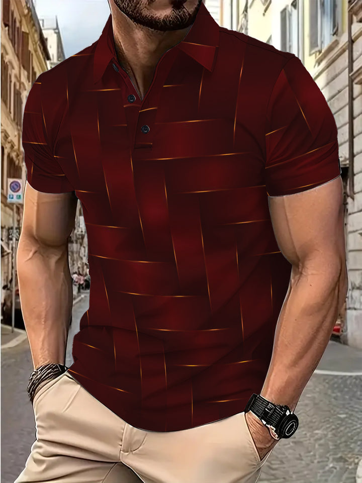 Herren Kurzarm Poloshirt mit modernem Wellenmuster und atmungsaktiven Eigenschaften Echoarchiv
