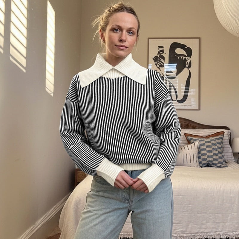 Damen Oversized Pullover mit Kragen Echo Archiv