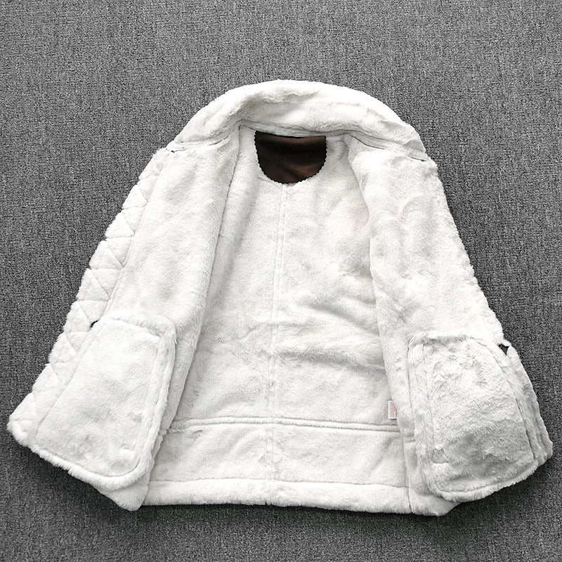 Herren gefütterte Pilotenjacke aus Velourslederimitat mit Teddyfell-Innenfutter und Reißverschluss Echo Archiv