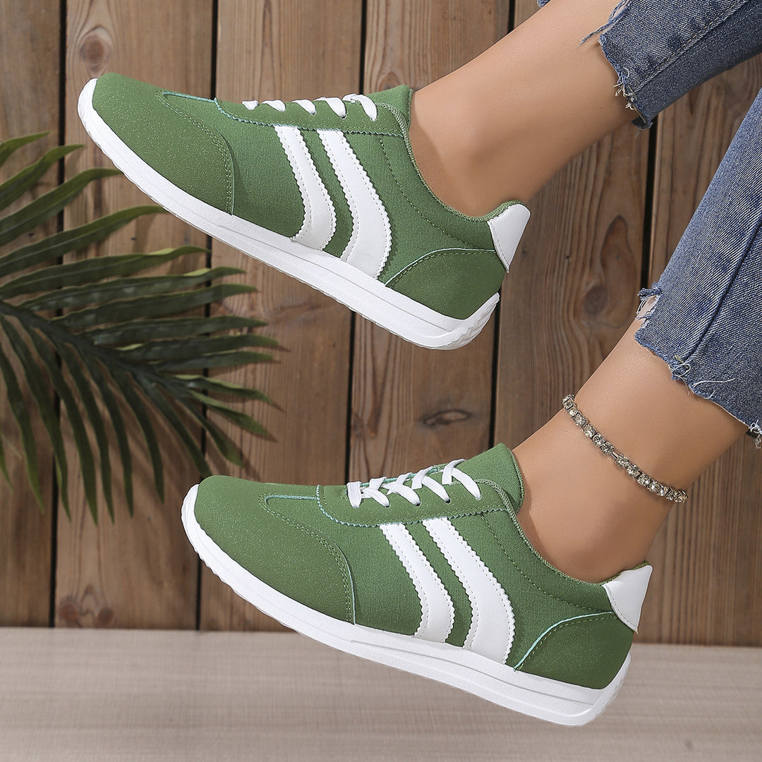 Damen  leichte Retro-Canvas-Sneaker mit gepolsterter Innensohle, flexibler Laufsohle und dezenter Streifen-Optik Echo Archiv
