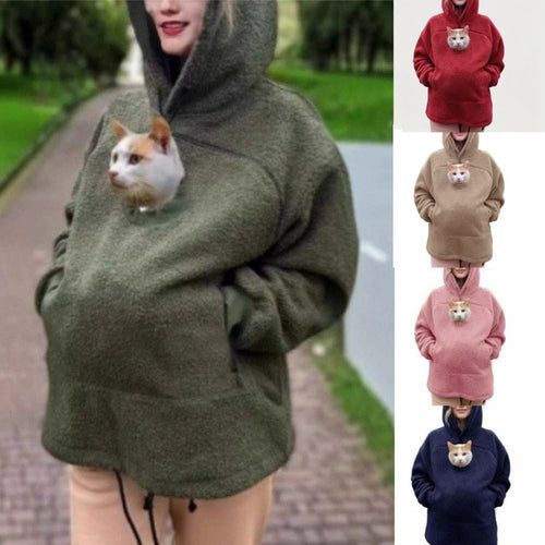 Damen Kapuzenpullover mit integrierter Katzenhöhle und extra weichem Fleece Echo Archiv