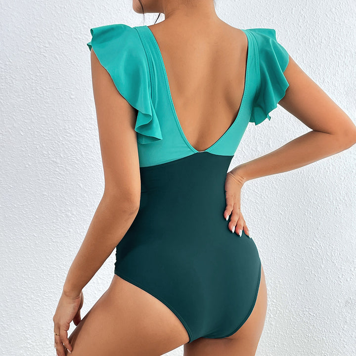 Damen Einteiliger Badeanzug mit voluminösen Rüschen und effektvollem Wickeldesign Echo Archiv