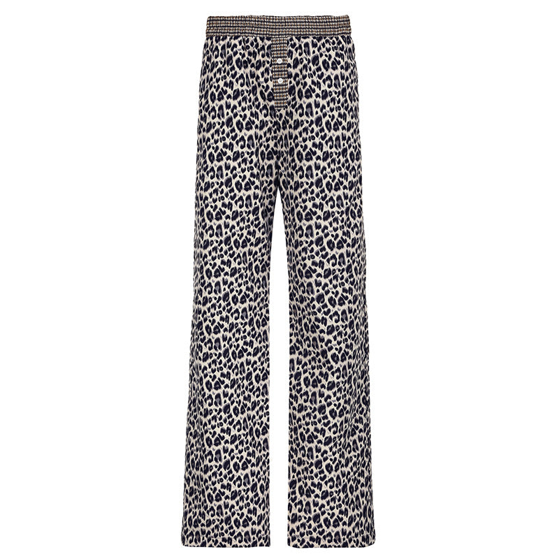 Damen lässige Palazzo-Hose mit Leopardenmuster und elastischem Bund Echo Archiv