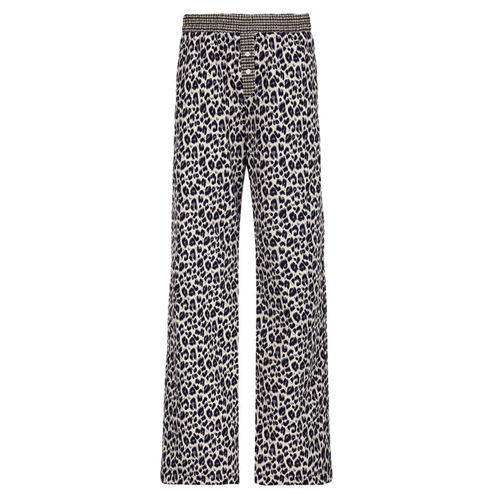Damen lässige Palazzo-Hose mit Leopardenmuster und elastischem Bund Echo Archiv