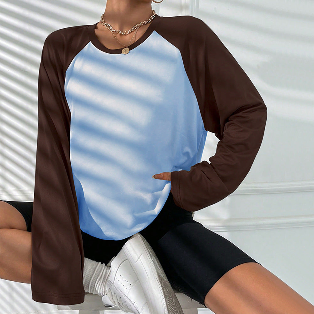 Damen oversized Raglan-Langarmshirt mit weitem Glockenärmel lässiger Silhouette und sportiver Crew-Neck – Avérine