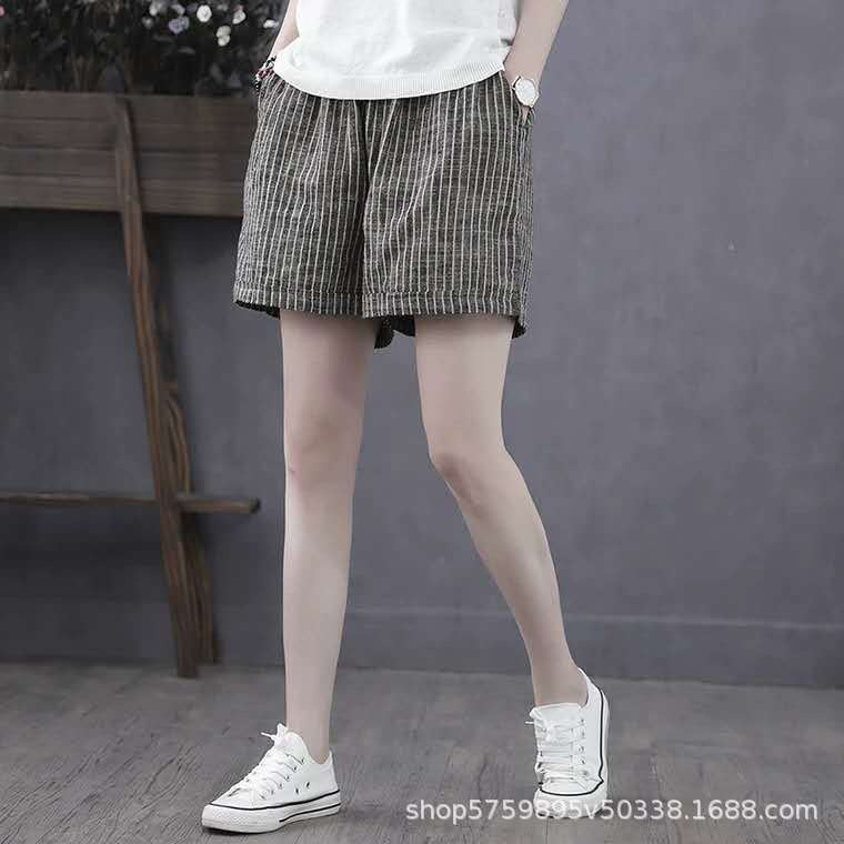Damen Leichte Baumwollshorts mit Streifendessin Echoarchiv
