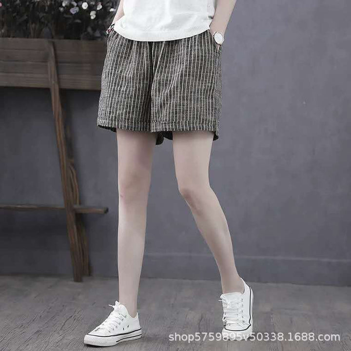 Damen Leichte Baumwollshorts mit Streifendessin Echoarchiv