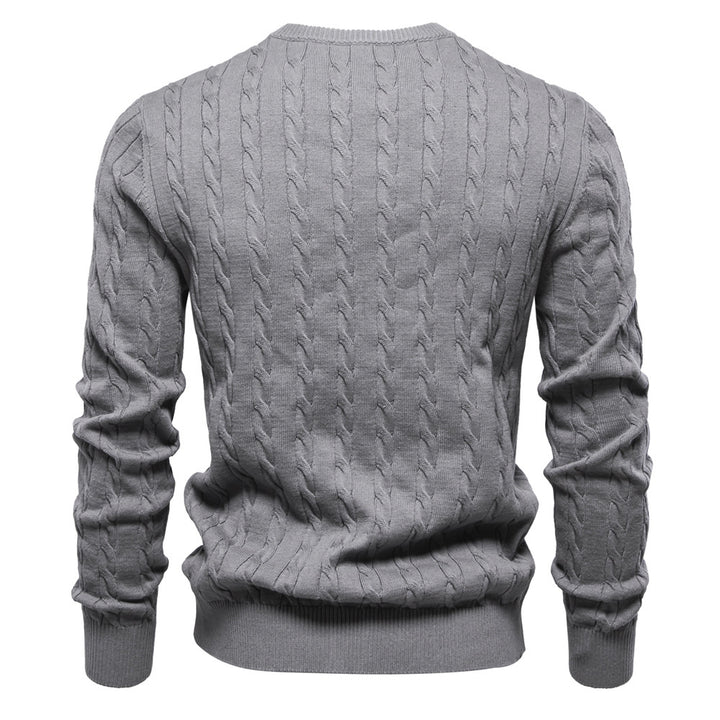 Herren Strickpullover mit Zopfmuster und Rundhalsausschnitt Echoarchiv