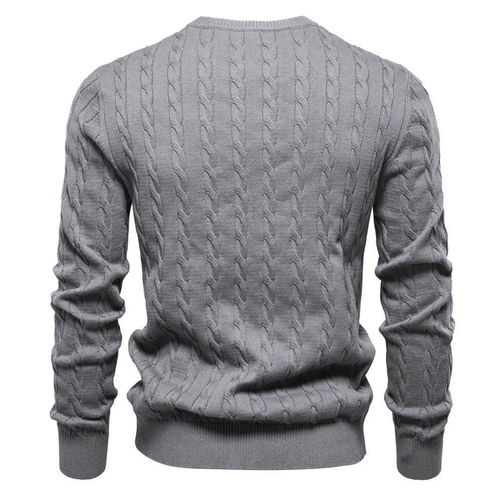 Herren Strickpullover mit Zopfmuster und Rundhalsausschnitt – Norvane