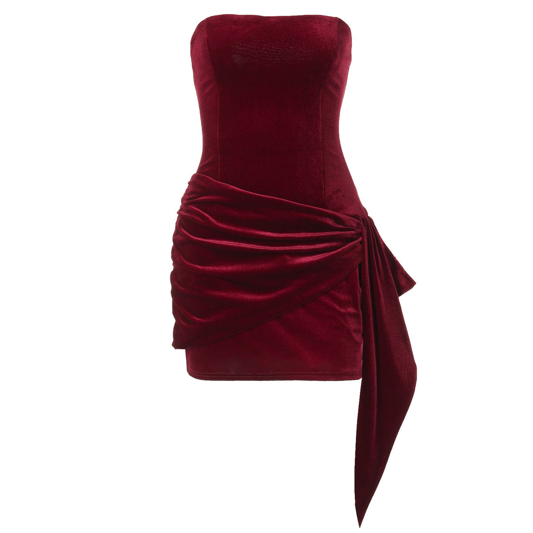 Damen Elegantes Cocktailkleid mit asymmetrischem Rüschendesign Echo Archiv