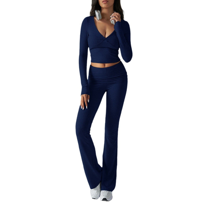 Damen nan figurbetonte Yoga-Set mit hoher Taille und V-Ausschnitt Echo Archiv