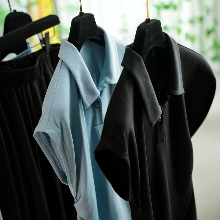 Damen Elegantes Set aus Poloshirt und Midikleid Echoarchiv