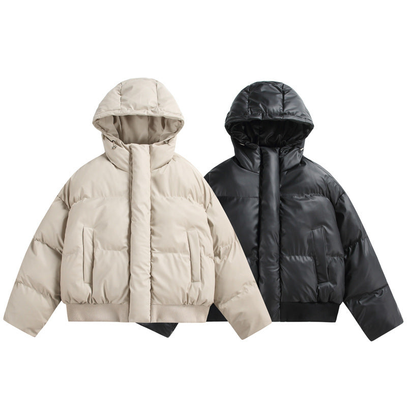 Damen Gekürzte Isolierende Pufferjacke im Boxy‑Cut mit Volumen‑Kapuze, Stehkragen und Rippbund Echo Archiv