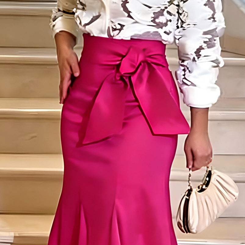 Damen Eleganter Maxi-Rock mit voluminösem Schleifen-Detail Echo Archiv
