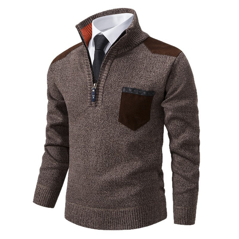 Herren lässiger Pullover mit halbem Reißverschluss und modernem Kragen Echoarchiv