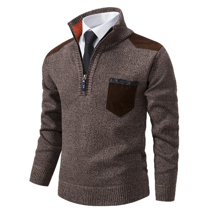 Herren lässiger Pullover mit halbem Reißverschluss und modernem Kragen Echoarchiv