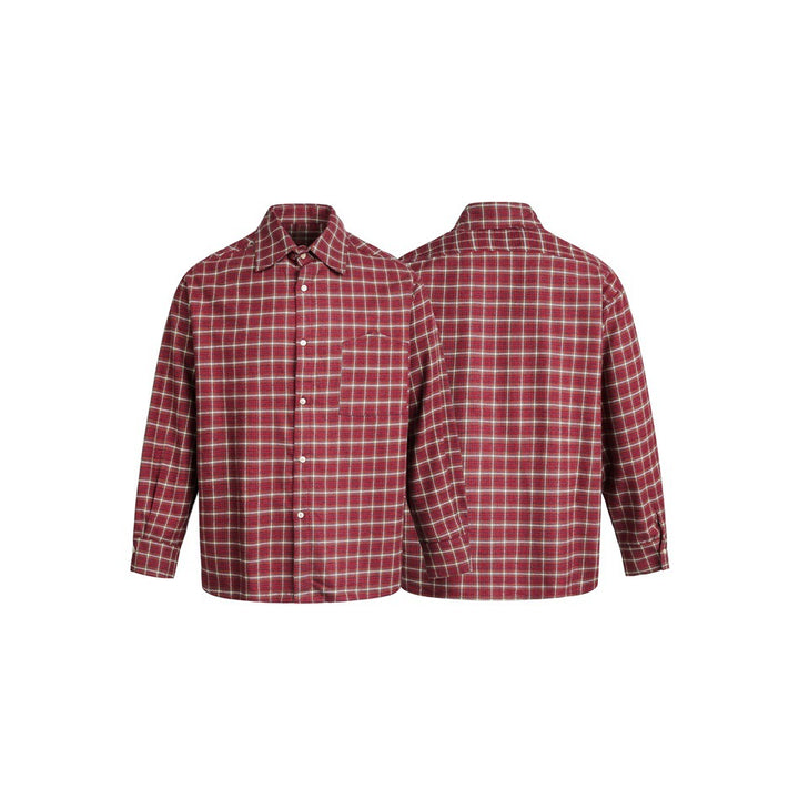 Herren Karierte Flanell-Hemdjacke im Oversized-Boxy-Schnitt mit Brusttasche Echoarchiv