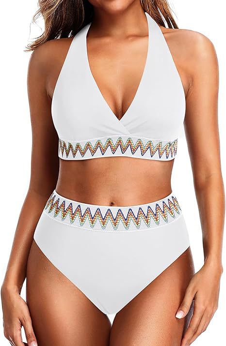 Damen Sportlicher hochtaillierter Bikini Echo Archiv