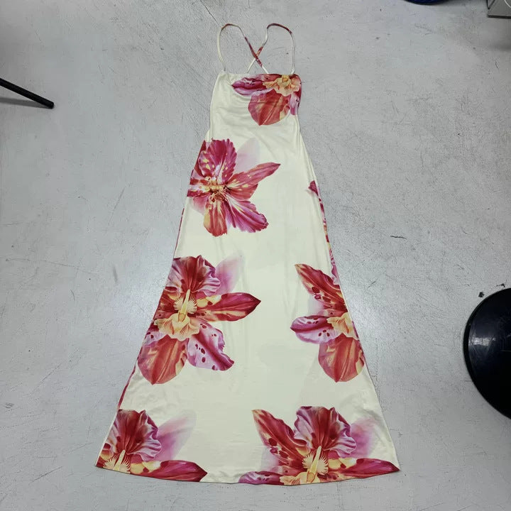 Damen Maxi Kleid mit floralem Design und Spaghettiträgern Echo Archiv