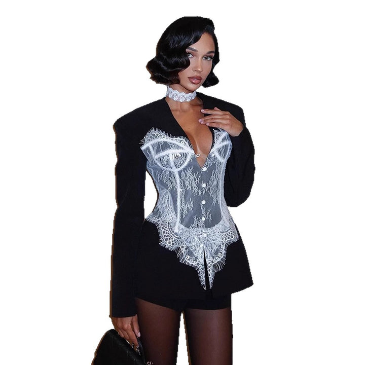 Damen Taillierter Blazer mit integrierter Spitzencorsage Echoarchiv