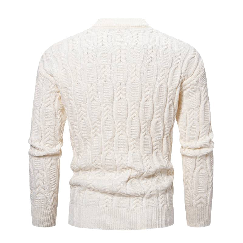 Herren Grobstrickpullover mit modernem Zopfmuster und Rundhalsausschnitt Echoarchiv