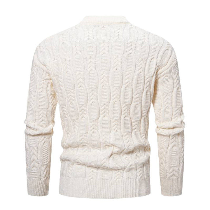 Herren Grobstrickpullover mit modernem Zopfmuster und Rundhalsausschnitt Echoarchiv