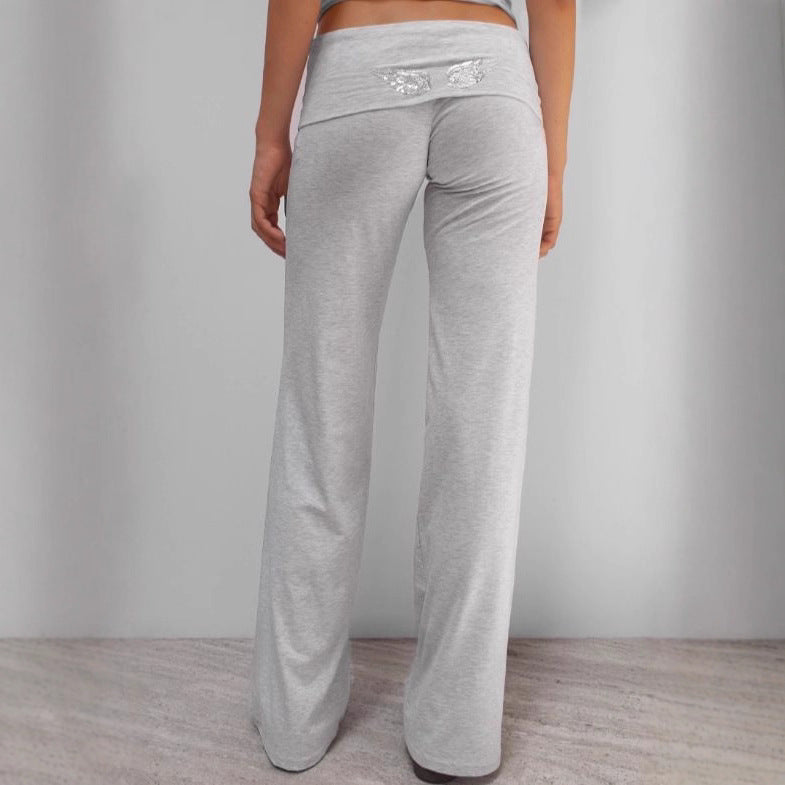 Damen Weite Palazzo-Yoga-Hose mit hohem Umschlagbund Echo Archiv
