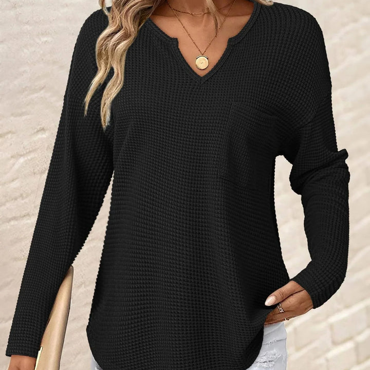 Damen Lässiger V-Ausschnitt Pullover mit Taschen Echo Archiv