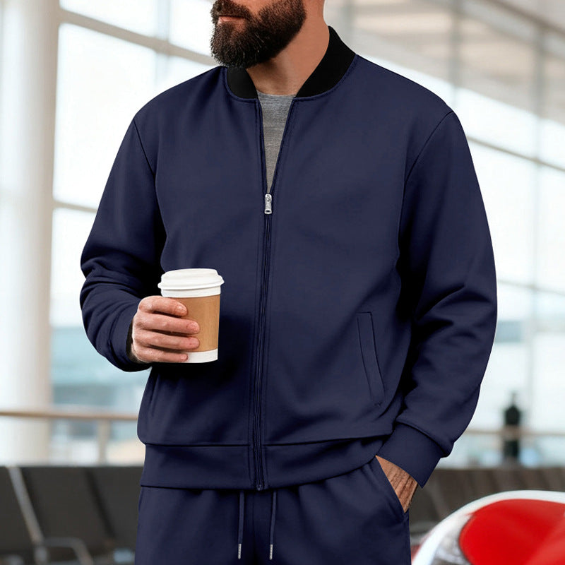 Herren nan urbane Sweat-Trackjacke mit Stehkragen verdecktem Reißverschluss elastischen Rippbündchen und Eingrifftaschen Echo Archiv