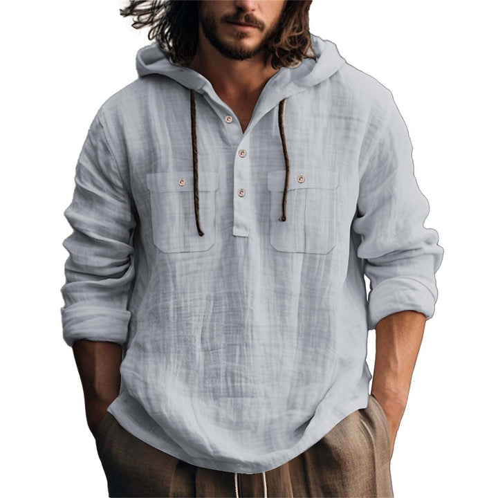Herren lässiger Kapuzenpullover mit Knopfleiste und praktischen Taschen Echoarchiv