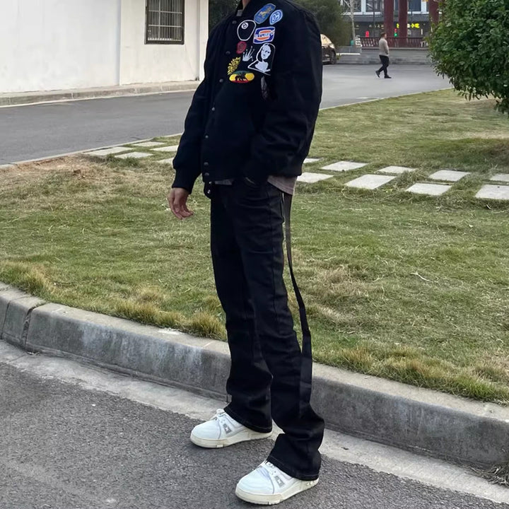 Herren Modische Bomberjacke mit kreativen Applikationen Echoarchiv
