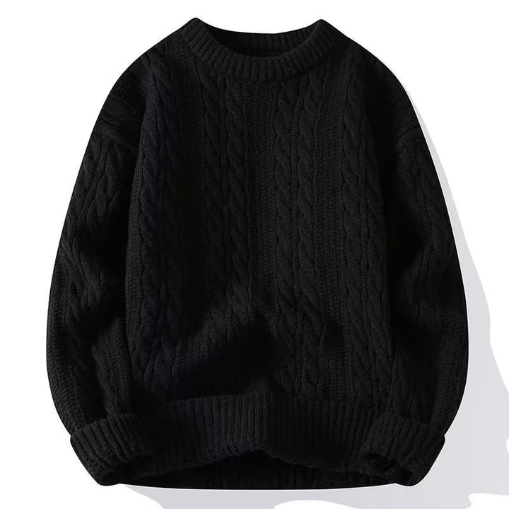 Herren Strickpullover mit strukturiertem Zopfmuster und rundem Halsausschnitt Echoarchiv
