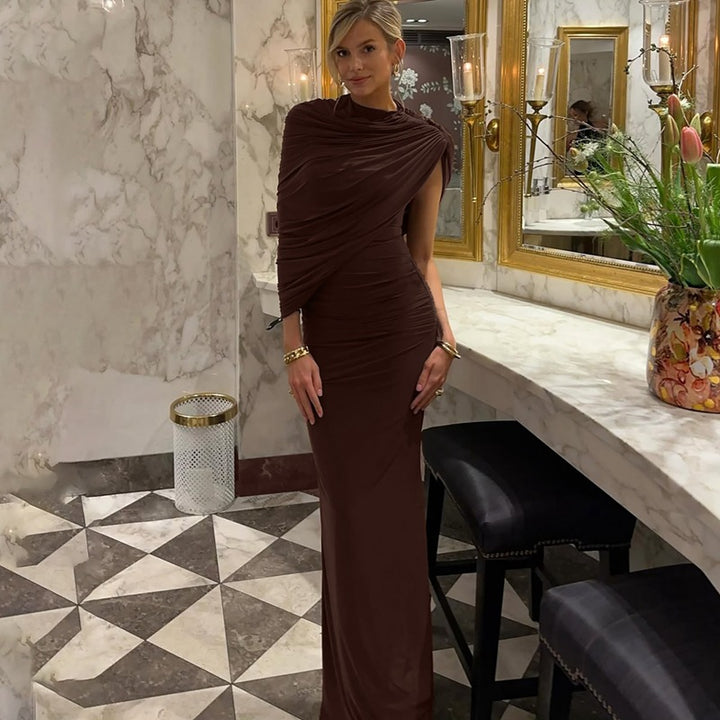 Damen Elegantes Maxi-Kleid mit drapiertem Oberteil Echo Archiv