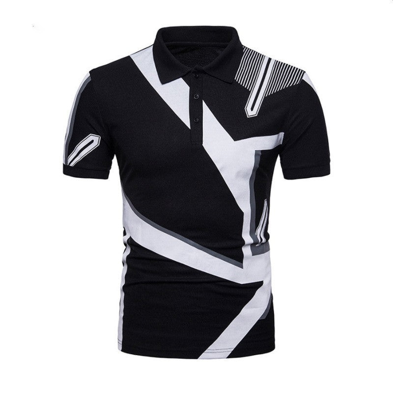 Herren Sportliches Poloshirt mit kreativem Grafikdesign und markantem Schnitt Echoarchiv