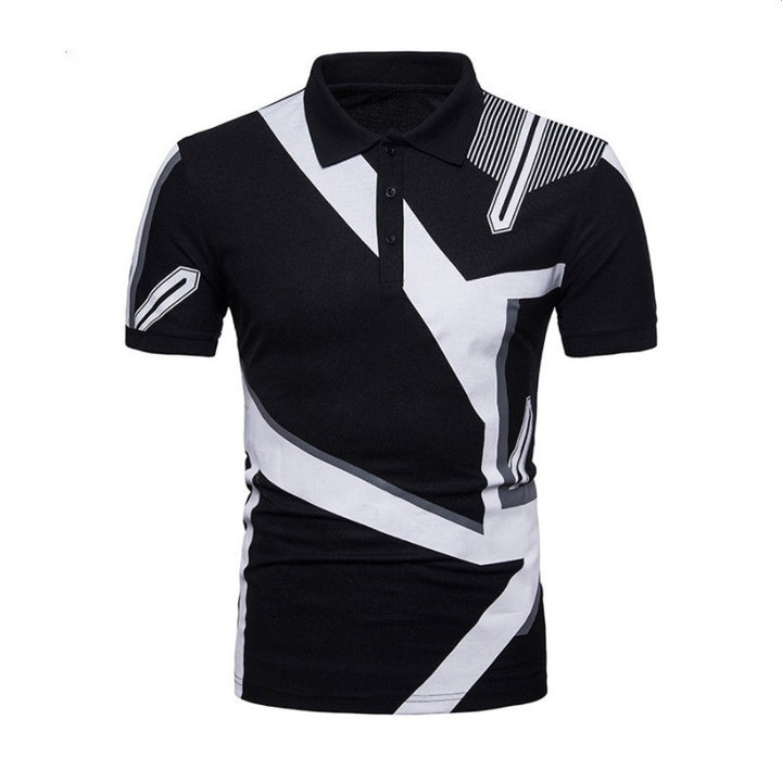Herren Sportliches Poloshirt mit kreativem Grafikdesign und markantem Schnitt Echoarchiv