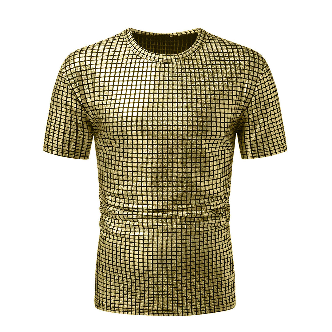 Herren modisches Kurzarm T-Shirt im schimmernden Quadratdesign Echoarchiv