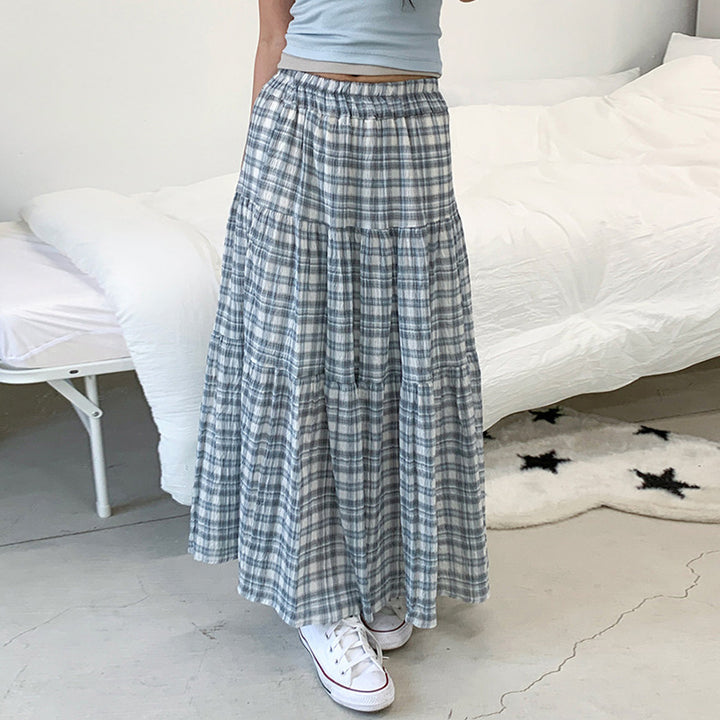 Damen Maxirock mit kariertem Design und gestuftem Schnitt Echo Archiv