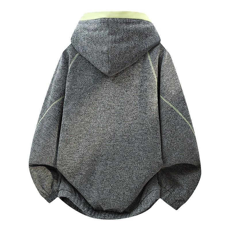 Damen Oversize-Struktur-Kapuzenjacke mit Kontrastfutter, durchgehendem Reißverschluss & Eingrifftaschen Echoarchiv