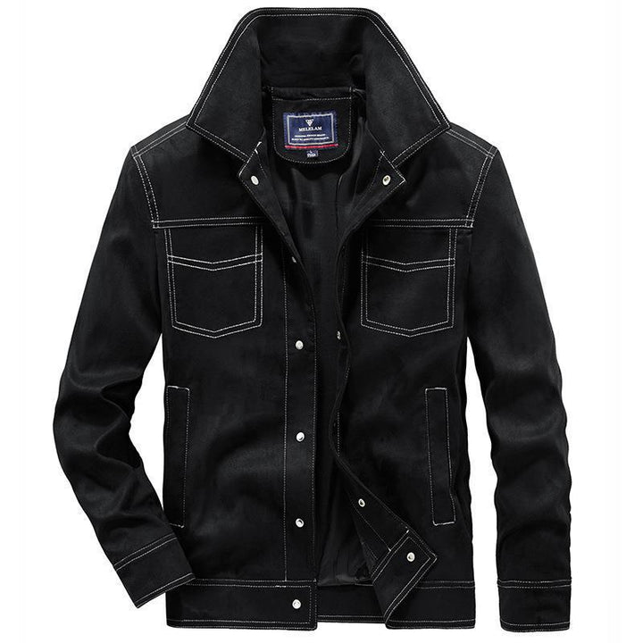 Herren Wildlederoptische Truckerjacke mit Druckknopfverschluss Echo Archiv