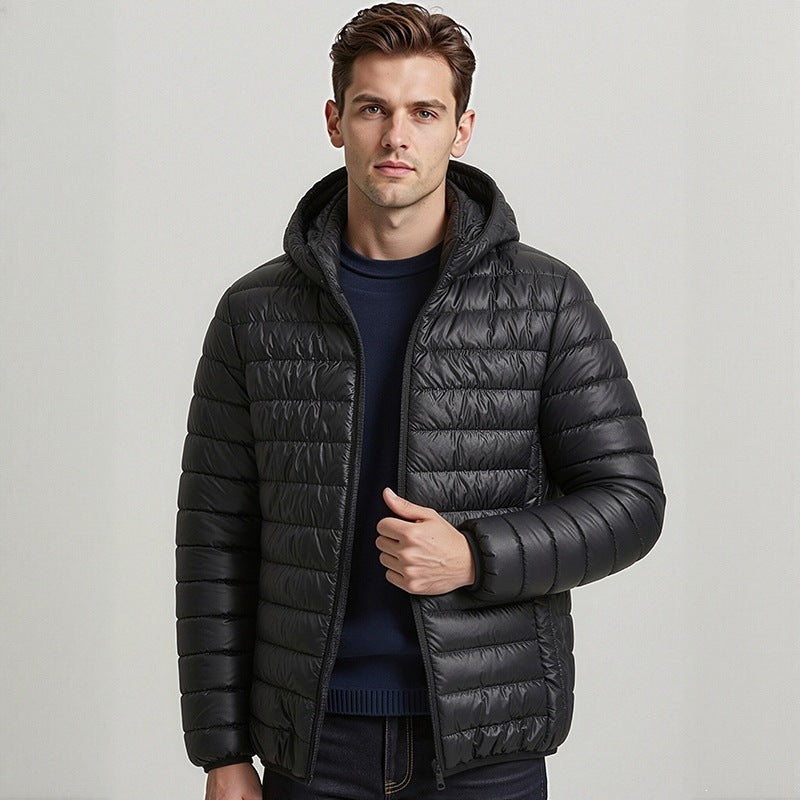 Herren Packbare Minimalistische Stepp-Kapuzenjacke mit wasserabweisender Außenlage & Thermofaser Echo Archiv