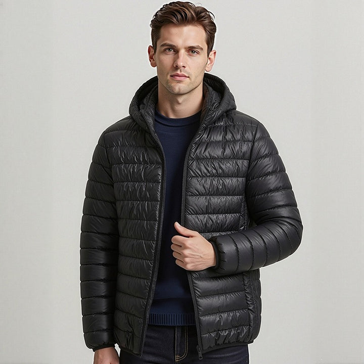 Herren Packbare Minimalistische Stepp-Kapuzenjacke mit wasserabweisender Außenlage & Thermofaser Echo Archiv