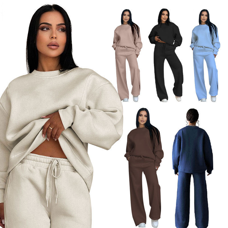 Damen nan Lounge-Set mit Oversize-Rundhalsausschnitt und hochgeschnittener Jogginghose mit weitem Bein Echo Archiv